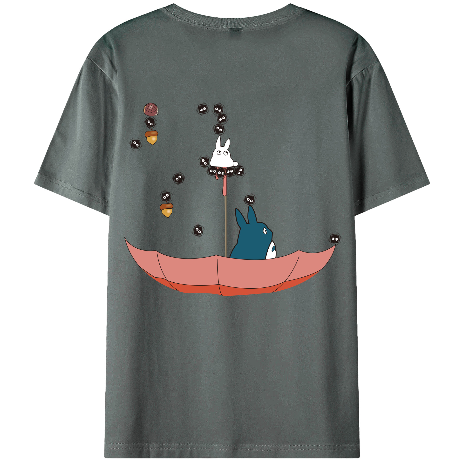 （画像用） となりのトトロ 草壁メイ 草壁サツキ My Neighbor Totoro Satsuki Kusakabe Mei Kusakabe 綿100％ メンズ半袖Tシャツ（バックプリント） 通気性